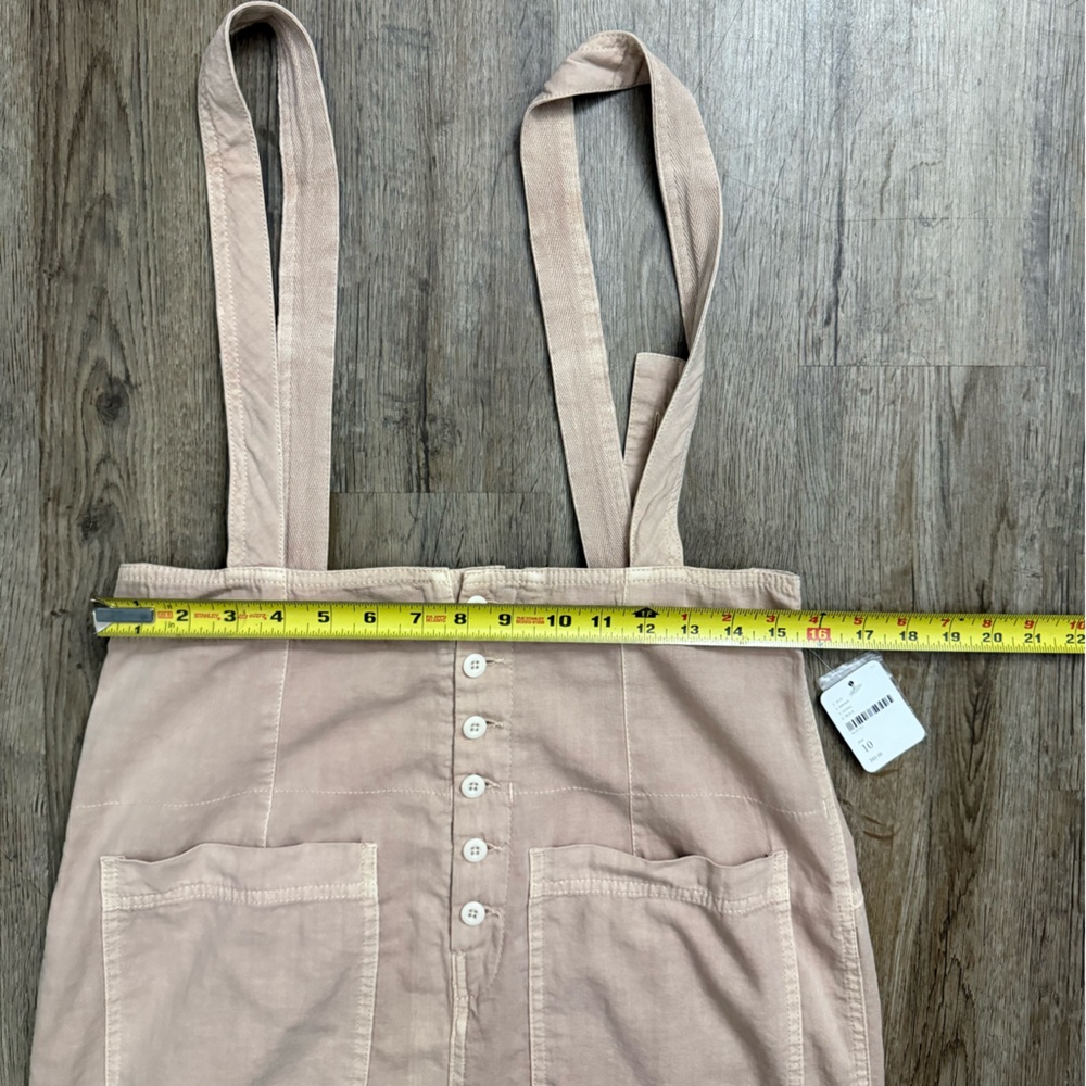Free People • Suspender Skirt Mini Button Front Utility Beige NWT Size 10 - Picture 5 of 15